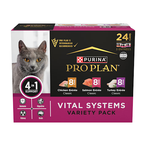 Purina Pro Plan Vital Systems Chicken, Turkey and Salmon Entree Wet Cat Food 4-in-1 Variety Pack