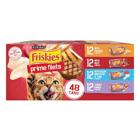 Purina Friskies Prime Filets Beef, Chicken, Ocean Whitefish & Turkey Wet Cat Food Variety Pack
