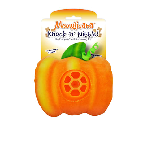 Meowijuana Knock 'n' Nibble Big Pumpkin Refillable Treat Dispensing Cat Toy