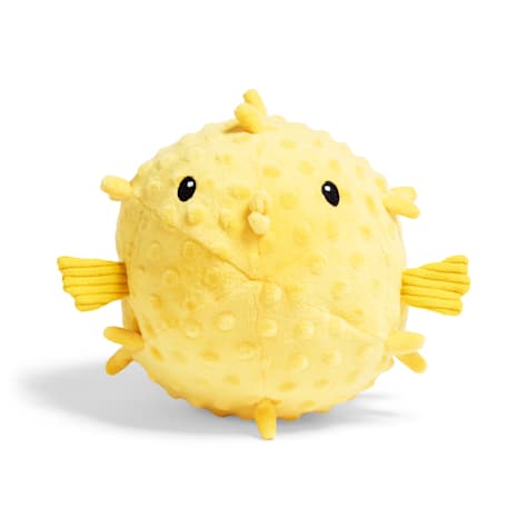 Started As A Bottle Plush Pufferfish Dog Toy