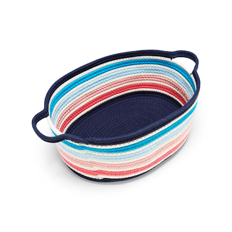 Started As A Bottle Striped Woven Dog Toy Bin