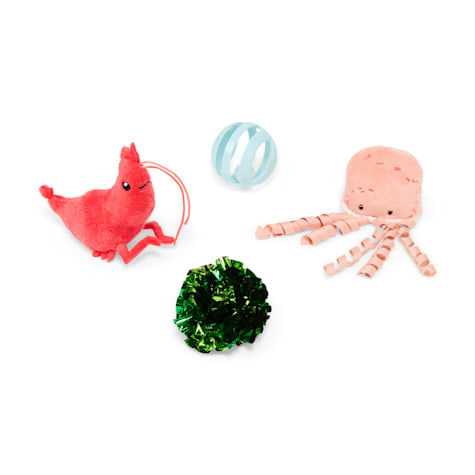 Started As A Bottle Sea Creature Cat Toys Multipack