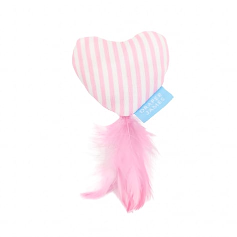Draper James Pink Stripe Feathery Heart Cat Toy