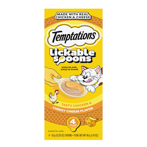 Temptations Lickable Spoons Tasty Chicken and Cheesy Cheese Flavor Adult Wet Cat Treat