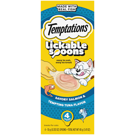 Temptations Lickable Spoons Savory Salmon and Tempting Tuna Flavor Adult Wet Cat Treat