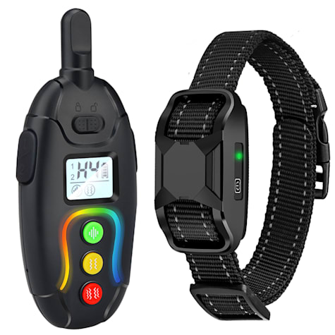 Pet Life Black Vibrange 1-to-2 Dog 450 Yard Range 16-Level Vibration and Sound Training Dog Collar