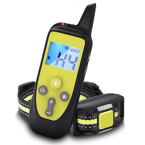 Pet Life Yellow Yard-Trek 1-to-2 Dog 550 Yard Range 16-Level Vibration and Sound Training Dog Collar
