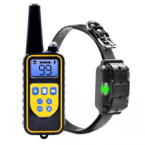 Pet Life Black Barkshield LED 1-to-3 Dog 900 Yard Range 7-Level Vibration and Sound Training Dog Collar