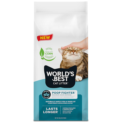 World's Best Cat Litter Poop Fighter Flushable Corn Cat Litter