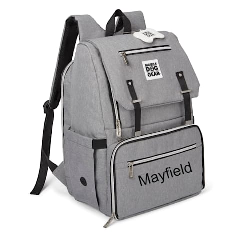 Mobile Dog Gear Gray Ultimate Week Away Backpack for Dogs Personalized