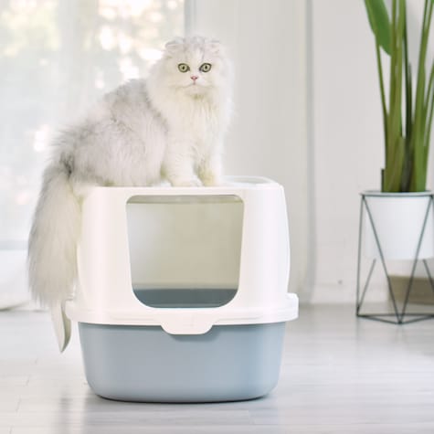 HANAMYA Flip-Top Jumbo Cat Litter Box with Scoop, Front Entry and Top Exit