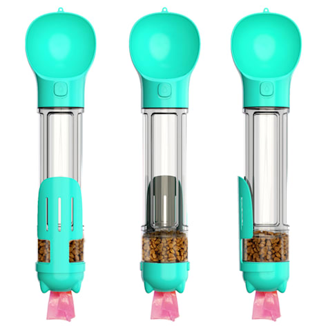 HANAMYA 3 in 1 Dog Travel Bottle Set with 17 Ounce Drinking Feeder, Food Box and Trash Bag Storage
