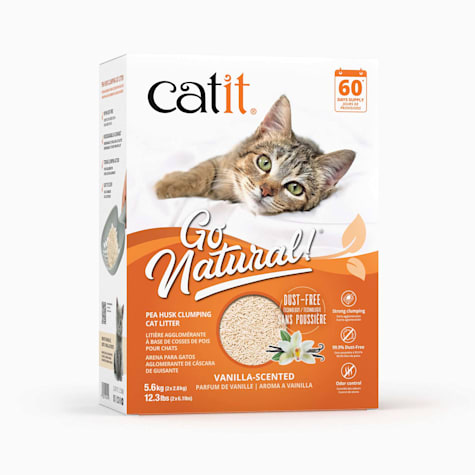 Catit Go Natural Pea Husk Clumping Cat Litter Flushable Kitty Litter with Odor Control & Subtle Vanilla Scent