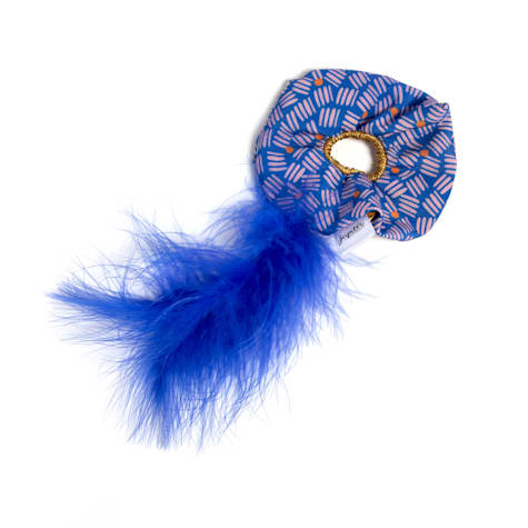 Jupiter Blue Feathered Scrunchie Cat Toy