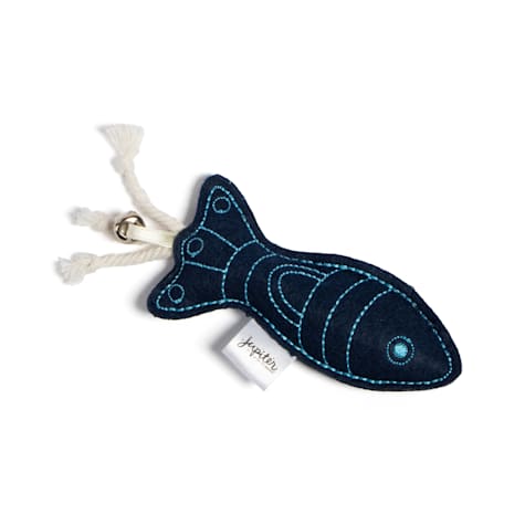 Jupiter Black Embroidered Felt Fish Catnip Toy