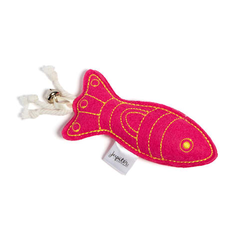 Jupiter Pink Embroidered Felt Fish Catnip Toy