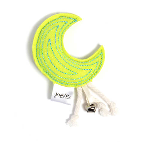 Jupiter Green Embroidered Moon Felt Catnip Toy