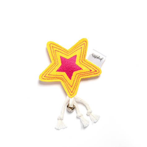 Jupiter Yellow Embroidered Star Felt Catnip Toy