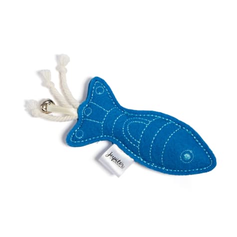 Jupiter Blue Embroidered Felt Fish Catnip Toy