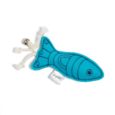 Jupiter Sky Blue Embroidered Felt Fish Catnip Toy