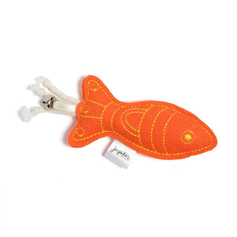 Jupiter Orange Embroidered Felt Fish Catnip Toy