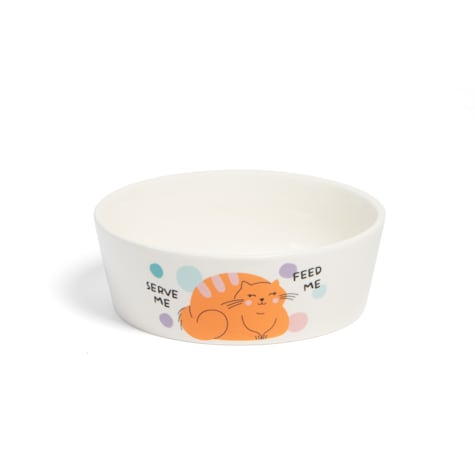Jupiter Serve Me, Feed Me Ceramic Cat Bowl