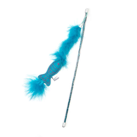 Jupiter Blue Fishy Feathered Wand Cat Toy