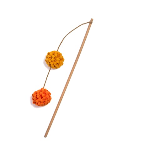Jupiter Yellow Pom & Ribbon Wand Cat Toy