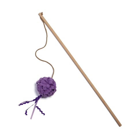 Jupiter Purple Pom & Ribbon Wand Cat Toy