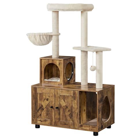 Topeakmart Hidden Litter Box Enclosure with Cat Tree Tower