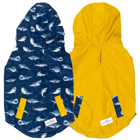 Lucy & Co. Shark Attack Reversible Dog Raincoat