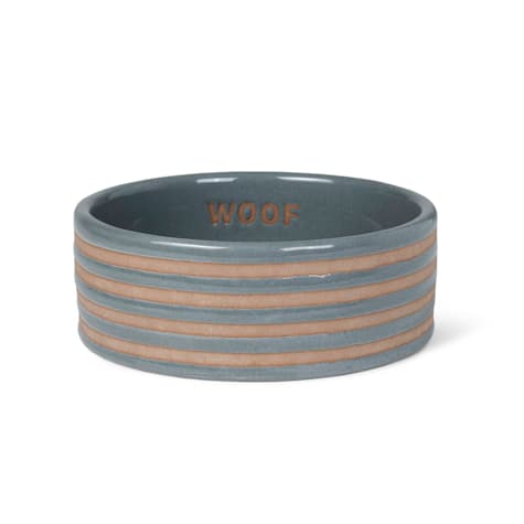 PetShop by Fringe Studio Stripe Charcoal Stoneware Pet Bowl
