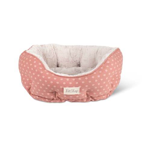 PetShop by Fringe Studio Ditsy Block Dark Blush Round Cuddler Pet Bed
