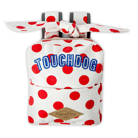 Touchdog Polka Dot Large Pocketed Zippered Duffle Dog Backpack and Harness