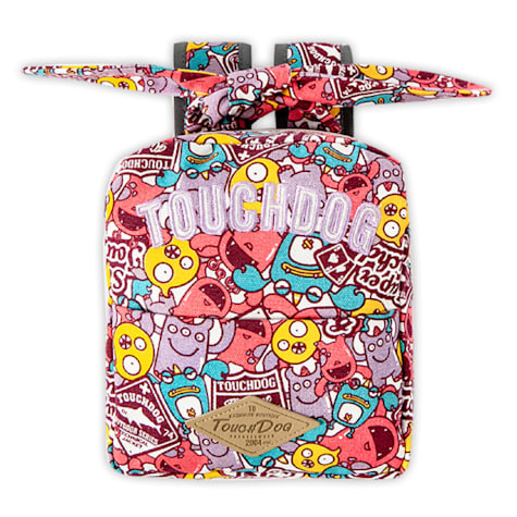 Touchdog Designer Patterned Large Pocketed Zippered Duffle Dog Backpack and Harness