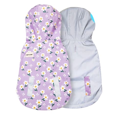 Sniff & Bark Purple Daisy Reversible Dog Raincoat