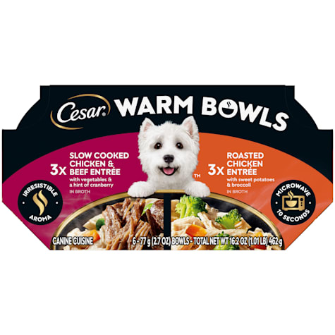 Cesar Warm Bowls Chicken & Beef and Chicken Entrees Wet Dog Food Variety Pack