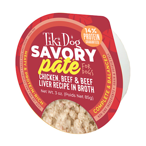 Tiki Dog Savory Pate Chicken, Beef & Beef Liver Wet Dog Food