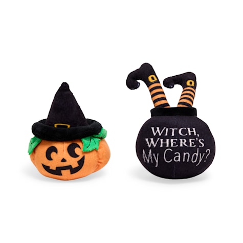Bootique Pumpkin & Witch Plush Dog Toy Set