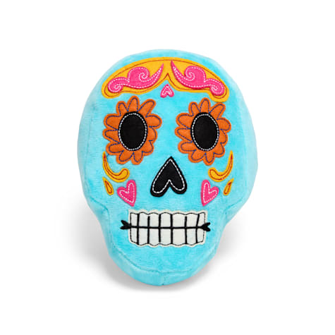 Bootique Dia de los Muertos Blue Skull Plush Dog Toy