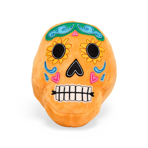 Bootique Dia de los Muertos Orange Skull Plush Dog Toy