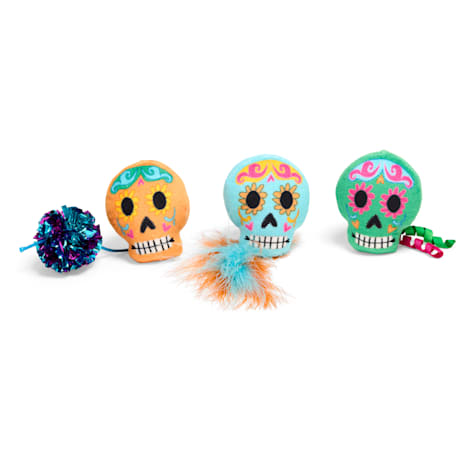 Bootique Dia de los Muertos Skull Plush Cat Toy Set