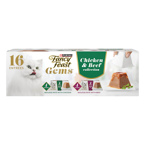 Purina Fancy Feast Gems Mousse Pate Chicken and Beef Variety Pack Topped with Savory Gravy Cat Food