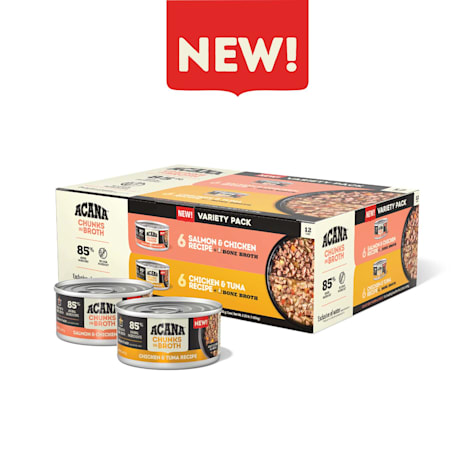 ACANA Chunks in Broth Salmon & Chicken Recipe + Chicken & Tuna Recipe Wet Cat Food Variety Pack
