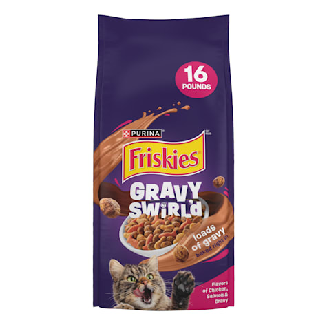 Purina Friskies Gravy Swirl'd with Flavors of Chicken, Salmon and Gravy Dry Cat Food