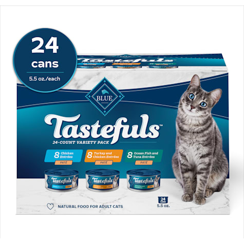 Blue Buffalo Tastefuls Chicken, Turkey & Chicken, Ocean Fish & Tuna Entrees Wet Cat Food Pate Variety Pack