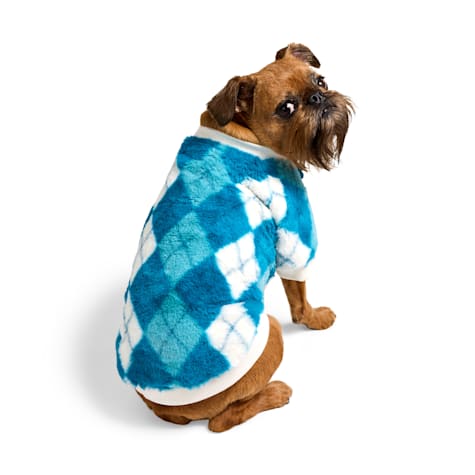 YOULY Fuzzy Plaid Dog Crewneck