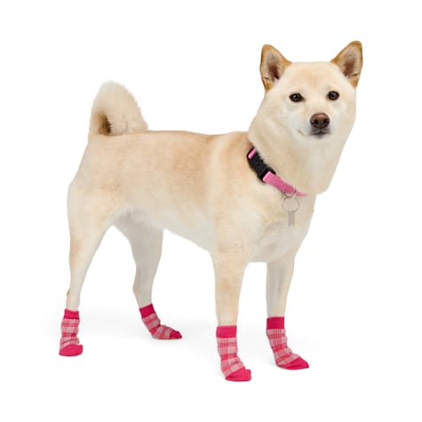 YOULY Pink Plaid Dog Socks