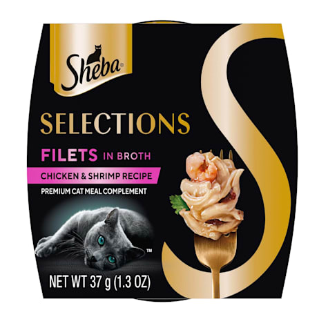 Sheba Selections Filets in Broth Cat Meal Complement Chicken & Shrimp Recipe