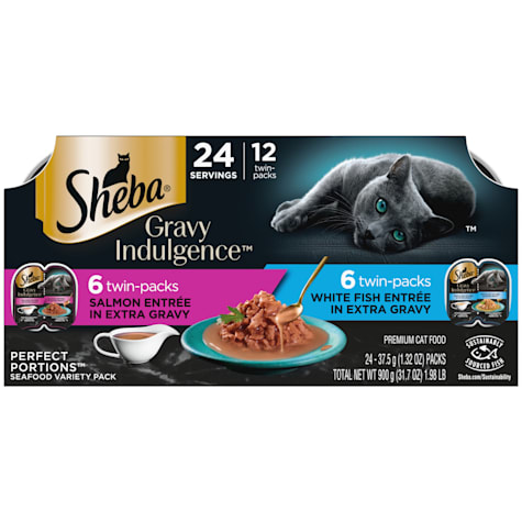 Sheba Gravy Indulgence Salmon and White Fish Wet Cat Food in Extra Gravy Variety Pack